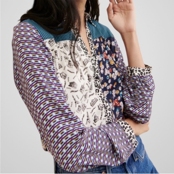 Anthropologie Maeve Mixed Pattern Button
Front Top Size XS - Picture 2 of 11